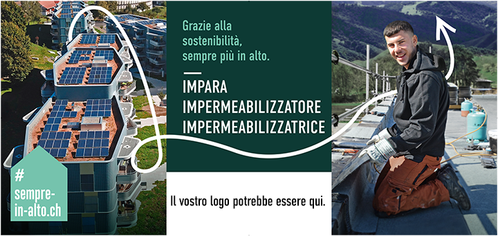 Baustellenblache Abdichter italienisch für Nachwuchsrekrutierung Gebäudehülle Schweiz